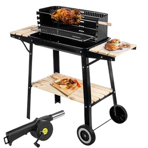 High Quality Modern Steel Charcoal <b>BBQ</b> Grill with Porcelain Enameled Finish and <b>Trolley</b> for Backyard Use - Product Image 2