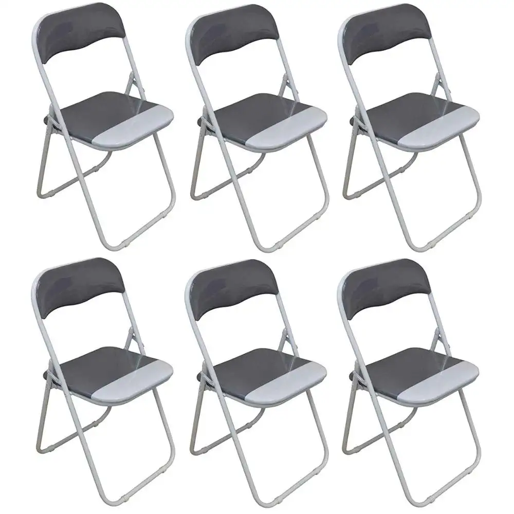 नि: शुल्क नमूने Housewares कूल ग्रे/सफेद गद्देदार तह कार्यालय की कुर्सी पैक 6