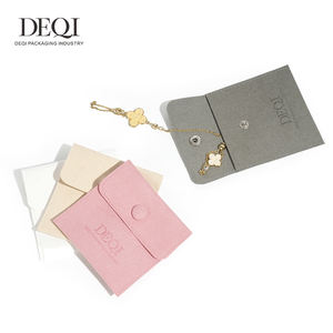 カスタムロゴサイズマイクロファイバージュエリーバッグ両面フリーススナップボタンクロスフラップフランネルバッグジュエリー封筒包装ポーチ - Product Image 3