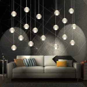 Lustre De Teto Alto Dimmable LED Bolha Lustres Iluminação Escada Longa Lâmpadas Pingente Entrada Lustre De Cristal - Product Image 5