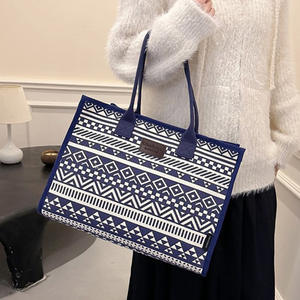 Sac à main pour femme, style ethnique, en toile, grande capacité, sac de maman, pour le travail, sac à bandoulière simple - Product Image 1