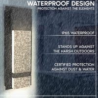 Applique murale LED 6.5 large cadre en métal noir effet goutte de pluie panneau de verre blanc chaud intérieur extérieur aluminium jardin