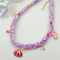 Collier écharpe unisexe avec logo personnalisé Peace Design tendance écharpe en tissu imitation perle Style de chaîne corde pour bijoux de chandail