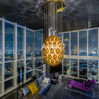 ANNO Grand Lustre Suspendu Or Personnalisé Luxe Hôtel Lobby Globe Pendentif Lustre