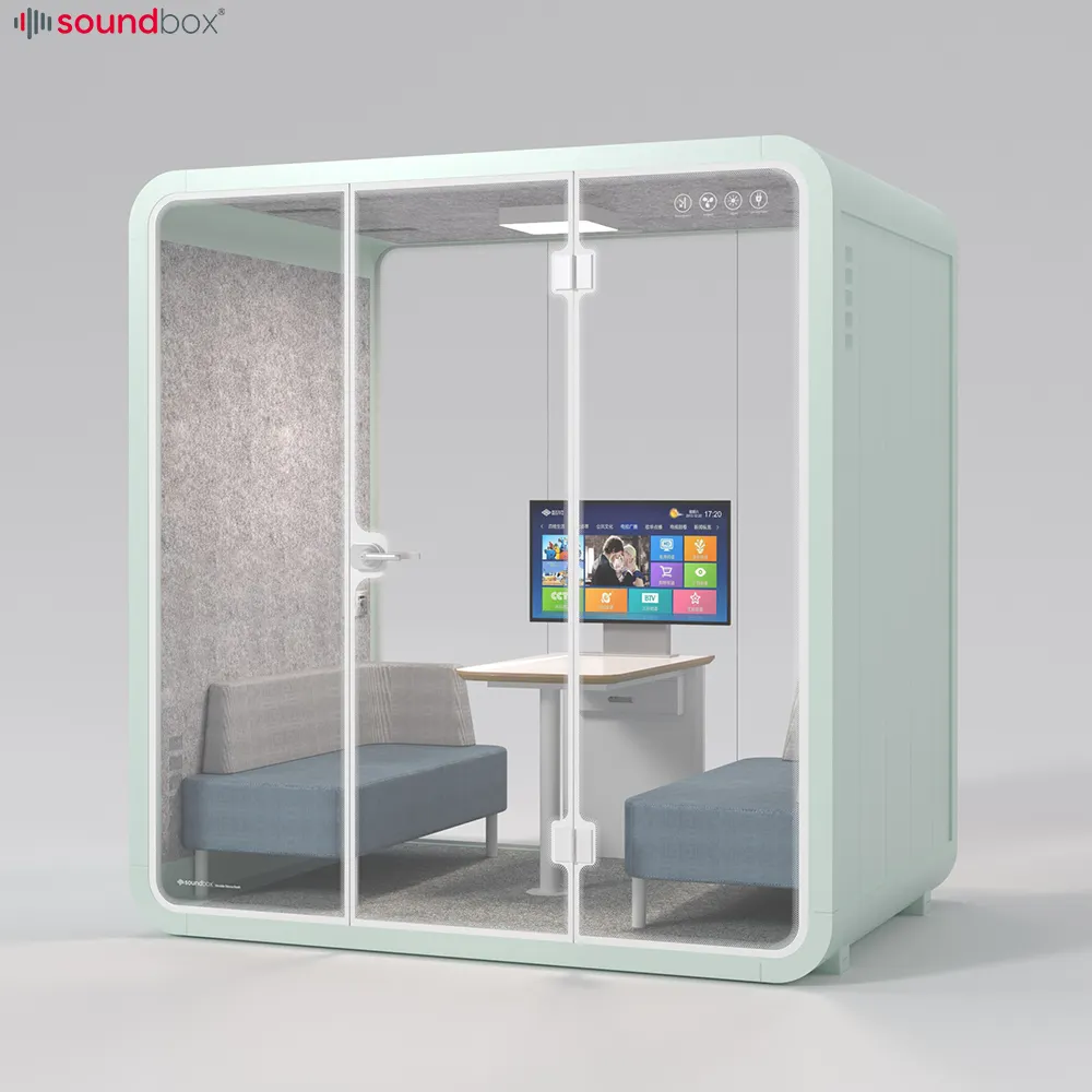 2-4 Person Sound Box Modern Office Meeting Work Sound Proof Booth Flexible Office Noise Reduction Pod
