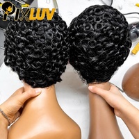 Perruques en Cheveux Humains Brésiliens 100% Naturels, Coupe Pixie, Lace Front, Couleur Naturelle, Cheveux Remy, Sans Colle, Pré-épilées – Offre Spéciale