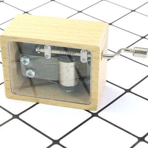 Caja de Música Vintage Rectangular de Madera Transparente con Manivela, Regalo Sencillo para el Hogar o Cumpleaños - Product Image 4