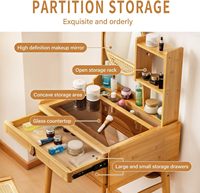 Coiffeuse vintage en bois avec miroir et 2 tiroirs, élégante table de maquillage avec organisateur de rangement pour cosmétiques pour chambre à coucher
