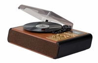 Tourne-disque stéréo, lecteur de cassettes, enregistreur, radio AM/FM, fonction d'enregistrement, 2 haut-parleurs 1,2 W, adaptateur secteur, 5,8 x 22,1 x 14,0 pouces, bois