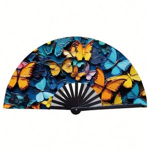 Éventail portable en bambou de 33 cm, grand modèle ZPB, à lettres grecques, style art populaire classique, pour sororité, avec effet de craquement - Product Image 2