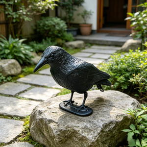 Décoy de corbeau <span class=keywords><strong>en</strong></span> plastique moulé par soufflage, durable et résistant aux intempéries, avec crochet de suspension et base large pour la décoration de jardin et de cour, <span class=keywords><strong>en</strong></span> stock - Product Image 5
