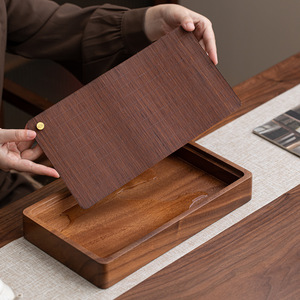Walnut Wood Dry Brewing Table Porcelain <b>Tea</b> Tray Small Household Kung Fu <b>Tea</b> <b>Set</b> With Lid Afternoon <b>Tea</b> Use - Product Image 3