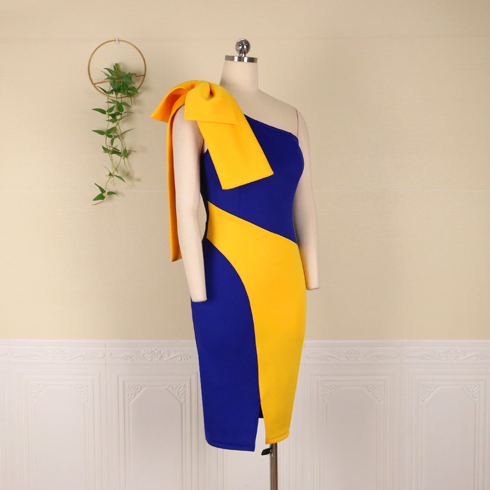 Autumn Sexy One Shoulder Bowtie Irregular Sheath African Girl Prom Dress