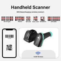 Escáner de Código de Barras Industrial Inalámbrico de Largo Alcance 433M, CMOS CIS USB, Lector de Códigos 1D y 2D, Portátil, para Almacén
