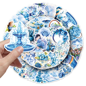 50 Pezzi Adesivi Personalizzati Impermeabili Blu Acquerello Stile Vintage Francese con Ortensie e Non-Ti-Scordar-Di-Me per <span class=keywords><strong>Diari</strong></span> e Cancelleria - Product Image 6