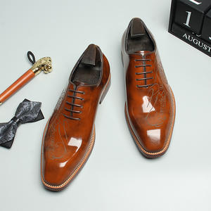 Zapatos Oxford Cuadrados de Cuero Italiano de Alta Gama, Diseño Exquisito Hecho a Mano, Apariencia Formal Elegante, Antideslizantes y Desodorantes - Product Image 4