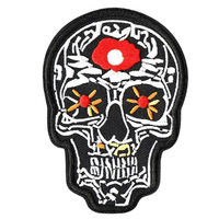 Patchs brodés de style punk européen et américain pour moto, faits à la main, motif tête de mort fantôme pour chaussures et vêtements - Vente en gros