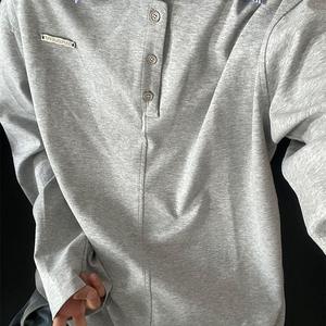 Sudadera Holgada con Cuello Camisero Pintado a Mano de Dos Piezas Falsas, con Costuras Decorativas, para Hombre, Primavera-Otoño, Estilo Moderno - Product Image 1