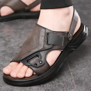 Nouvelles sandales classiques décontractées en cuir véritable pour hommes, idéales pour l'été et les activités de plein air, avec semelles souples - Product Image 1