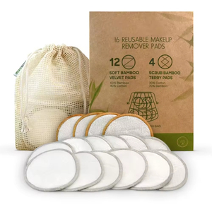 Éponges en tissu de <span class=keywords><strong>bambou</strong></span> 100% biologique réutilisables lavables hypoallergéniques pour le démaquillage quotidien du visage - Product Image 1