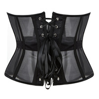 Corset gothique transparent en maille pour femme, fin, sexy, avec maintien de la poitrine, à baleines, amincissant la taille, gaine sculptante, débardeur en dentelle