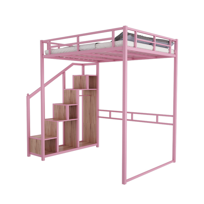 Bare bed pink-left staircase