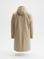 Manteau long imperméable en coton pour homme, coupe-vent décontracté beige avec capuche et patte de boutonnage dissimulée