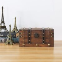 Haute qualité bois coffre au trésor boîte verrouillage souvenir boîte de rangement fabriqué à la main décoratif artisanat organisateur boîtes en bois avec couvercle