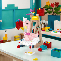 Flamingo mainan Puzzle anak-anak, mainan konstruksi Model blok bangunan perakitan berlian partikel kecil Loz