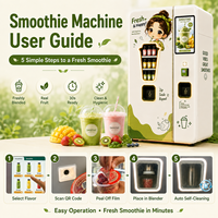 Máquina Expendedora de Smoothies Totalmente Automática, Máquina Expendedora de Jugos de Frutas Frescas y Granizados con Pantalla Táctil de 21.5 Pulgadas