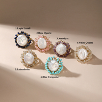 Anneaux en or avec mini-perles d'eau douce naturelles, bijoux de luxe, anneau de mode, cadeau classique