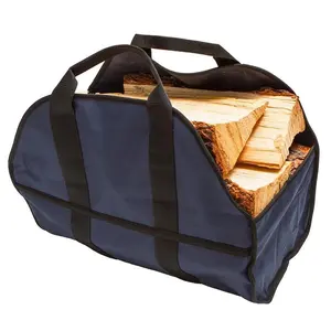 Free Sample Customized Hot Deals Large Waterproof Bundle <b>Log</b> <b>Carrier</b> 16 oz Big <b>Bags</b> for Firewood Made of Waxed Canvas - Product Image 4