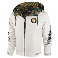 Blouson Bomber Homme Slim Fit à Capuche Taille Européenne Brodé Fermeture Éclair Respirant en Nylon pour l'Automne ENGLAND