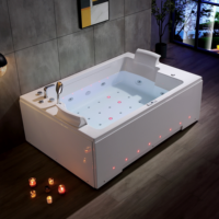 Bañera de Hidromasaje Rectangular de Lujo de 1.9m, Acrílica, Moderna, para Uso en Interiores, con Certificación CE, Luz de Color y Bluetooth