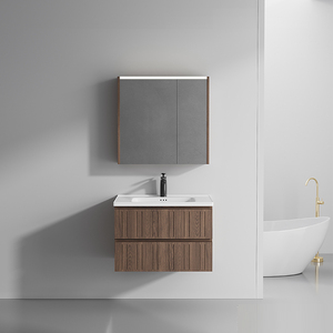 Nuevo Conjunto de Muebles de Baño de PVC Estilo Chino en Color Nogal con Cajones y Lavabo Integrado de Cerámica - Product Image 5
