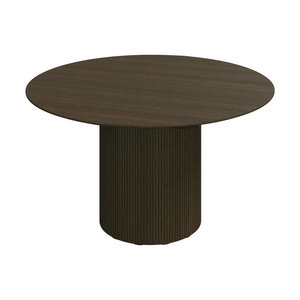 Lastra di roccia scanalata moderna fatta a mano in legno tavolo da pranzo mobili in legno impiallacciatura di rovere tavolo da pranzo allungabile per ristorante - Product Image 5