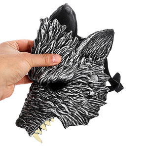 DAMAI Halloween Horror Wolf Mask Half Face Werewolf Masquerade Mask for Cosplay Costume Funny Photo Props Carnival Party - Product Image 3