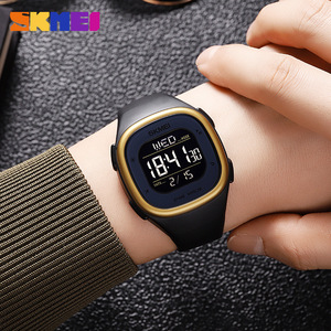 Skmei Digital Watch Men Black Gold TPU Strap 50M Waterproof LED Display Multifunction Square Case - Product Image 4