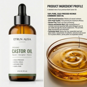 ETRUN ALISA <span class=keywords><strong>Olio</strong></span> di Ricino 100% Puro Biologico Spremuto a Freddo Non Raffinato, Idratante e Curativo per la Pelle, Anti-Rottura dei Capelli - Product Image 5