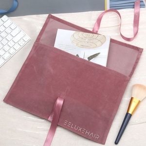 Custom Logo Printing Pink Velvet <strong>Envelope</strong> Pouch With Ribbon High End Luxury Faux Suede Handbag Wallet Cosmetic Packing Dust Bag - Product Image 6