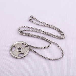 Collar con Colgante de Barra de Pesas de Acero Inoxidable, Joyería Deportiva para Hombre, Diseño Geométrico Redondo, Regalo para Ocasiones Especiales - Product Image 3