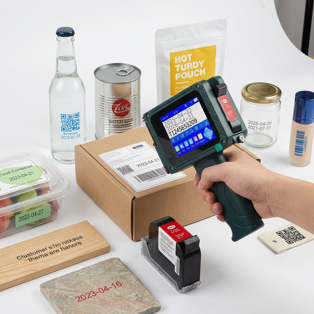 High Efficiency Mini Printer Half/One Inch Handheld Inkjet Printer with Fast Dry Ink for Metal Wooden Plastic Box Label