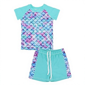 Girls <b>Swimdress</b> 2 Piece Set Quick Dry Breathable Off-the-Shoulder Neckline Polyester/Nylon Beachwear Swimwear - Product Image 2