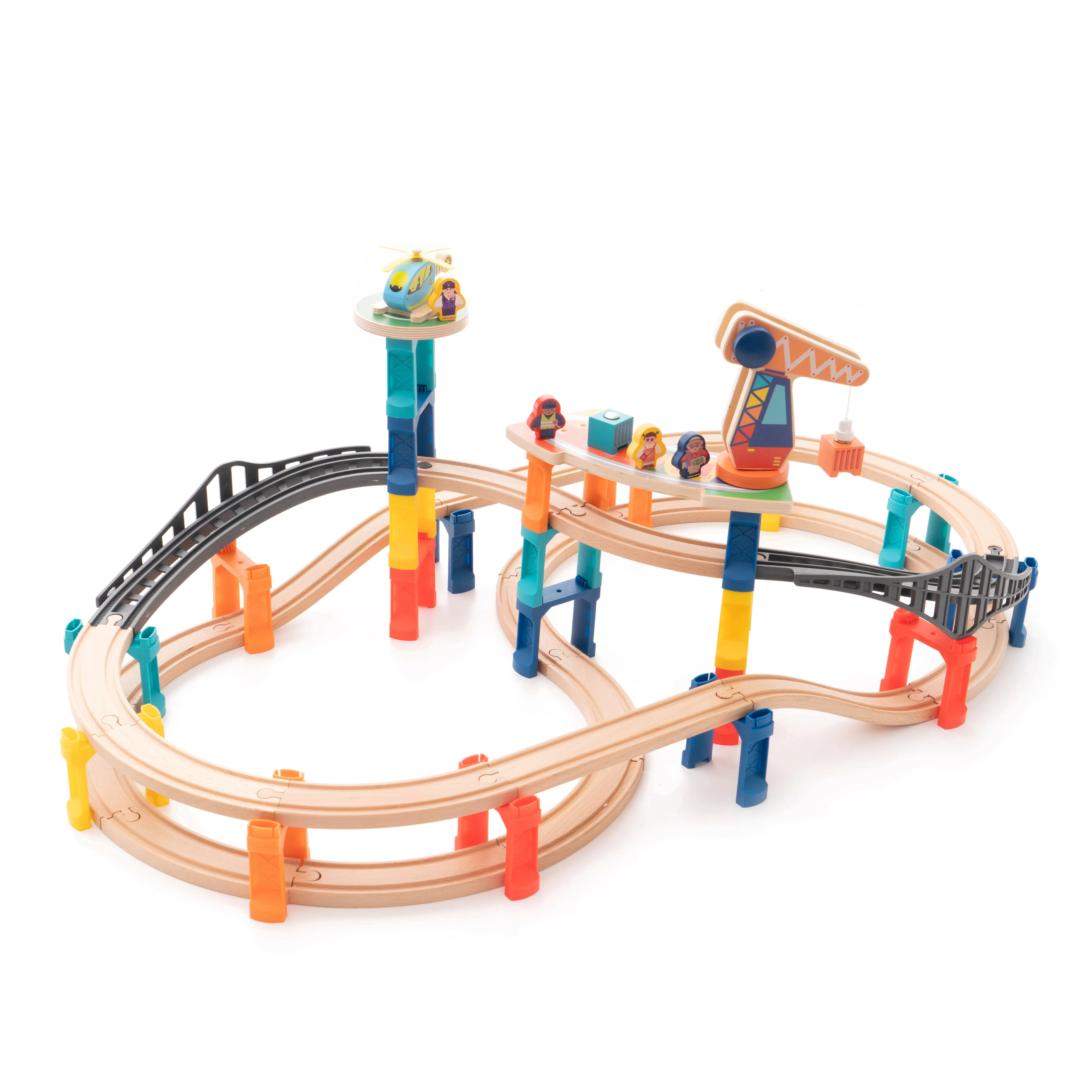 Udeas tập thể dục tay trên khả năng tự làm đường sắt TRAIN SET Builder gỗ lớn theo dõi đồ chơi