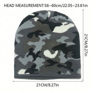 Gorro de Punto Acrílico Personalizado con Estampado Jacquard a Cuadros y Camuflaje, para Ciclismo al Aire Libre, Unisex, Talla Única - Product Image 3