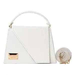 Fana Fashions Sac bandoulière blanc pour femme, style minimaliste, fermeture magnétique, cuir synthétique en microfibre - Product Image 3