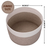Panier de rangement en corde de coton tressée, double poignée, grand format, pour la maison, le placard, la lessive, les jouets, style japonais, 55x35cm, professionnel, en gros
