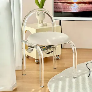 Tabouret de style nordique et moderne, chaise de maquillage, transparente, en acrylique, pour chambre à coucher