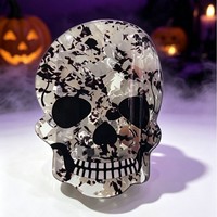 Pinces à cheveux en acétate à motif unique, pinces à cheveux gothiques en forme de tête de squelette, accessoires de cosplay pour femmes pour Halloween