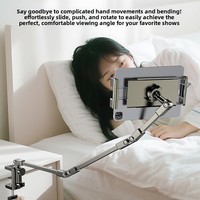Support de tablette pliable réglable, rotation à 360 degrés, 3 sections, bras réglables, support de téléphone de chevet pour téléphone de 5 à 12 pouces, iPad Pro Mini